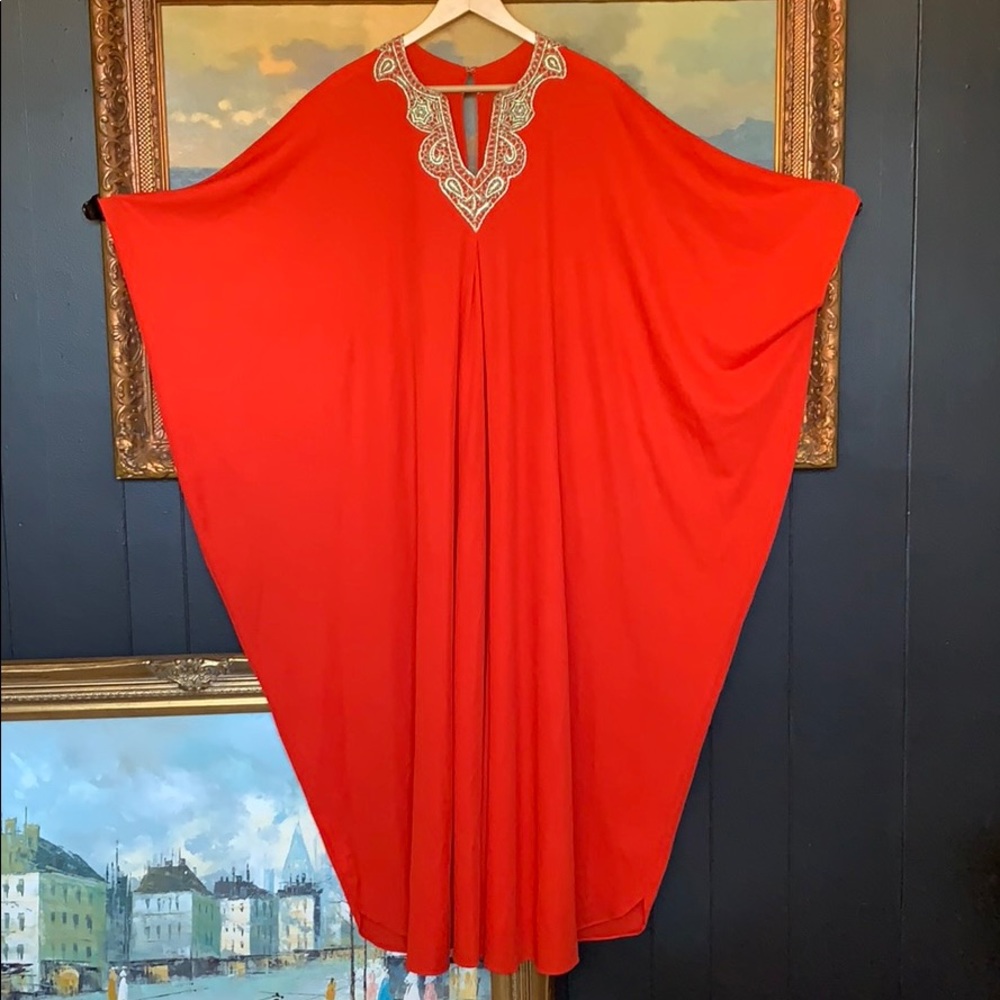 Vintage orange kaftan maxi dress